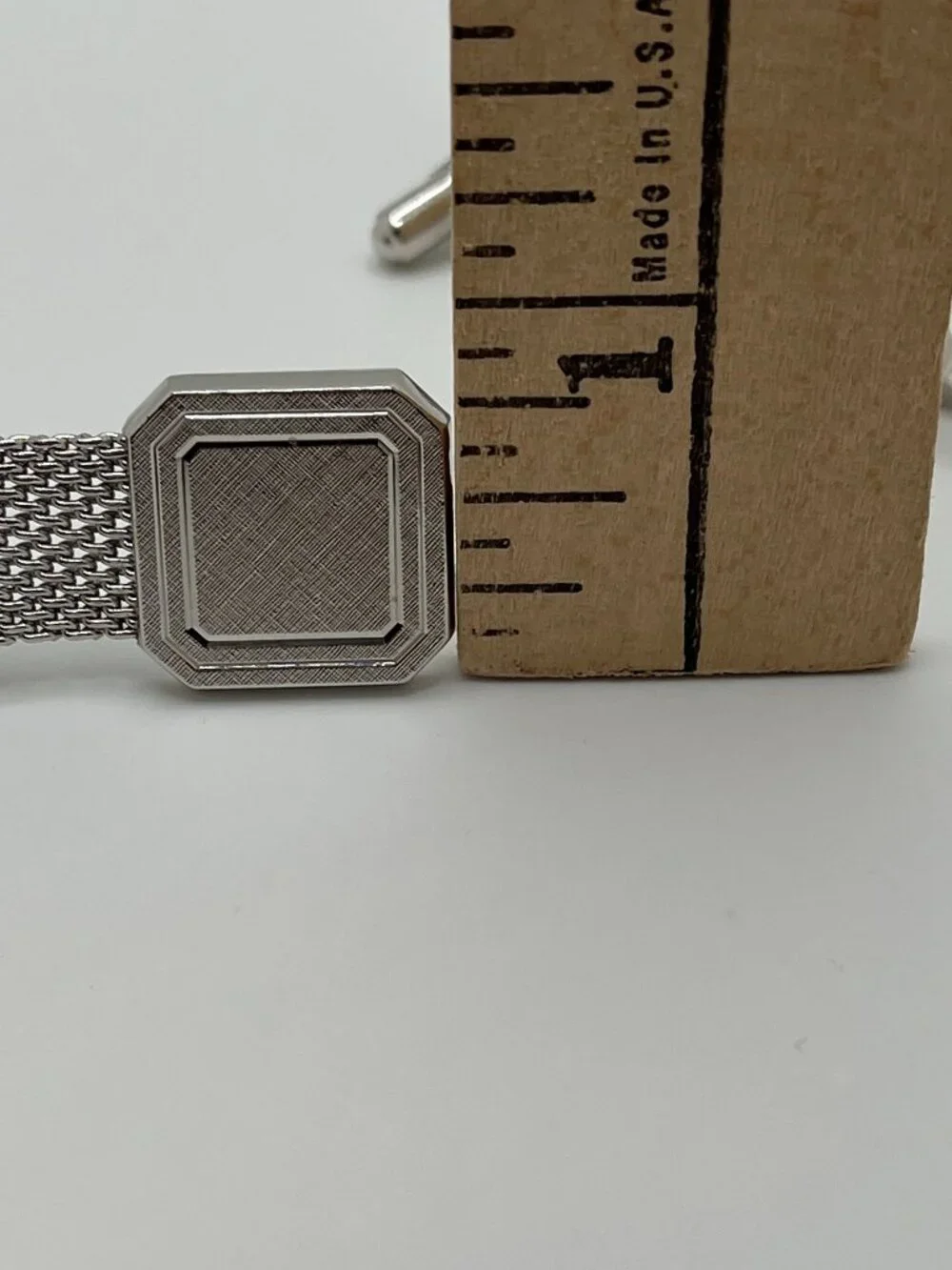 VTG 1960s Silver Tone Geometric Cufflinks Mid Century Modern Atomic Mad Men MCM